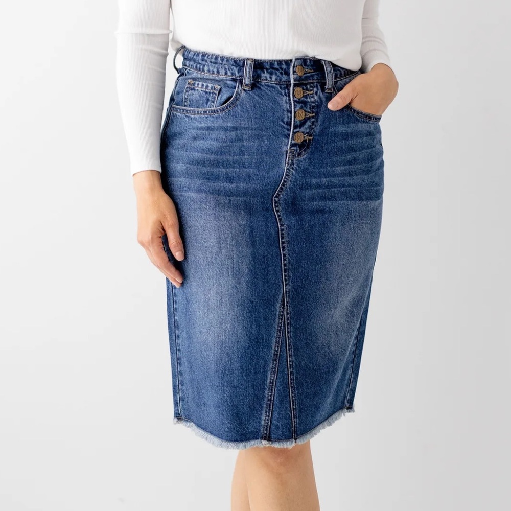 Haven denim skirt dark wash